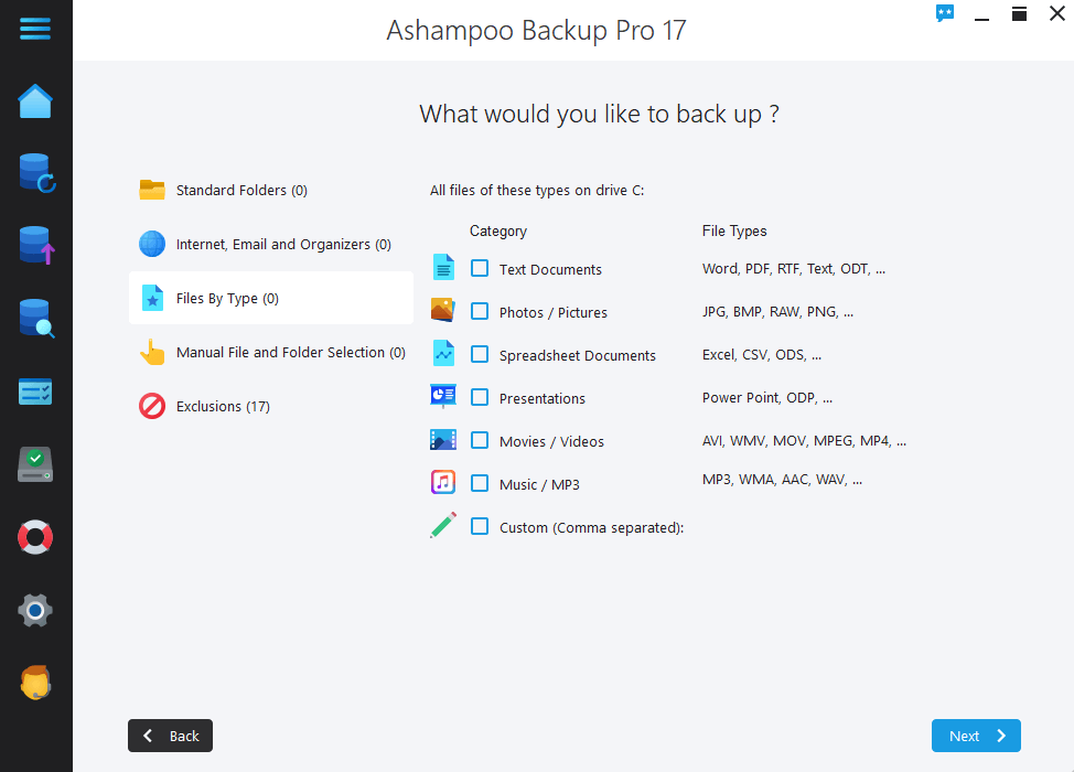 Ashampoo Backup Pro 17 - Single selection 